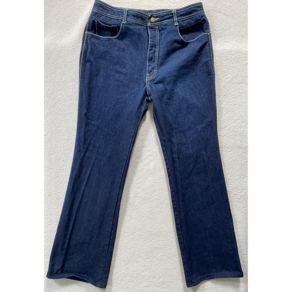 Jordache Other - Vintage Jordache Mens 38 Jeans Dark Blue High Rise Straight Leg Thick Stitch